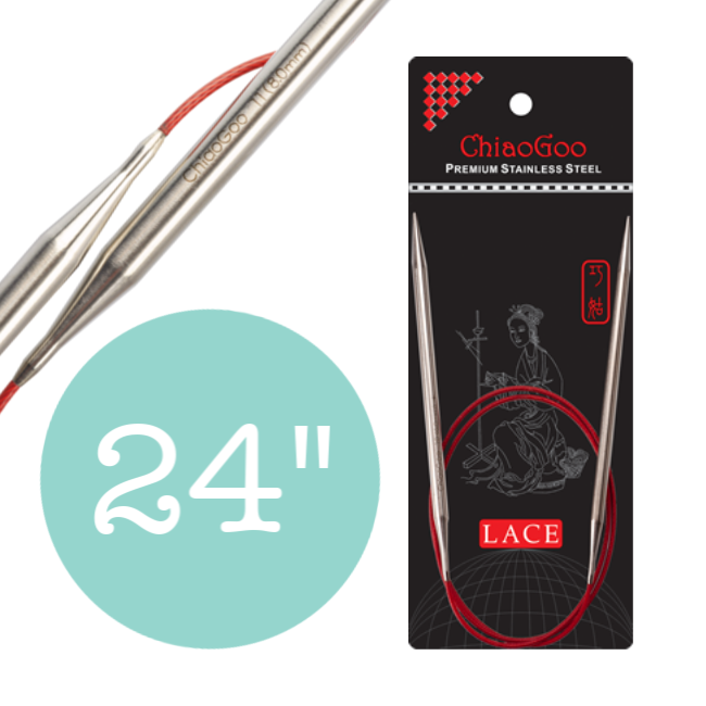 ChiaoGoo 24 inch Regular Red Stainless Steel Circular Knitting Needles (Tip Sizes US-0 to US-11) 3 mm | US-2.5