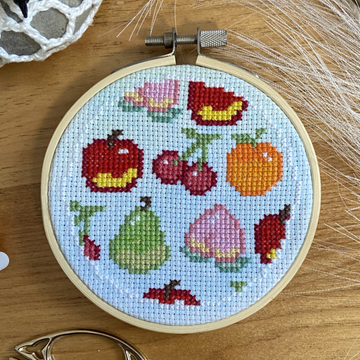 Poms & Knots Cross Stitch Kit - Cute Fruit Sampler