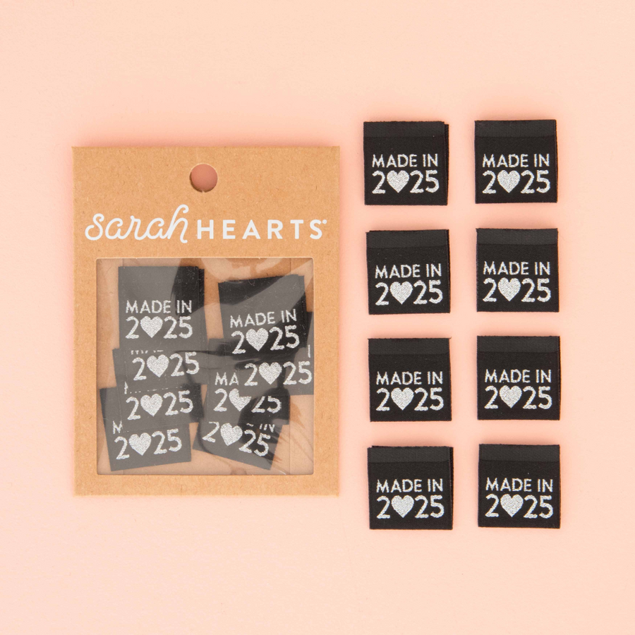 Sarah Hearts Woven Labels | Made in 2025 Silver