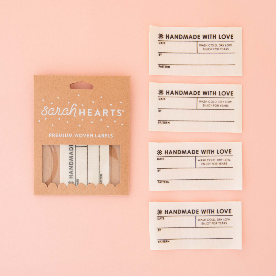 Sarah Hearts Woven Labels | Quilt Info Large Write-In