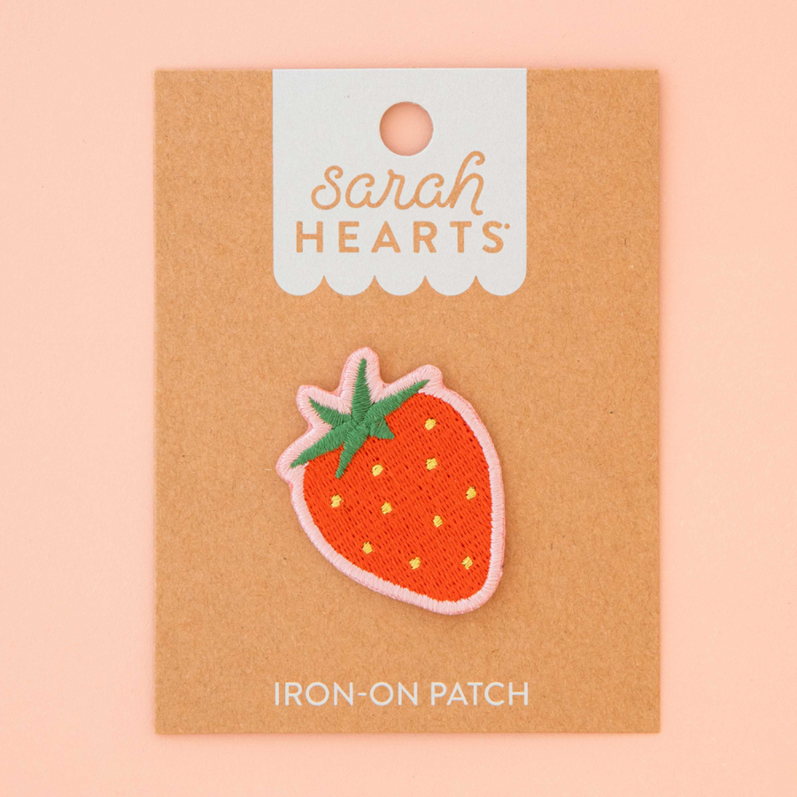 Sarah Hearts Embroidered Patches | Strawberry