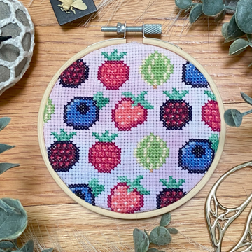 Poms & Knots Cross Stitch Kit - Very Berry Sampler